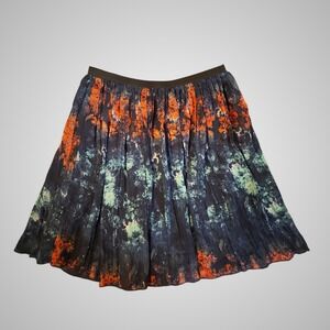 Y2K Mudd Womens Blue‎ Orange Abstract Tie Dye Pleated Mini Skirt Size Medium